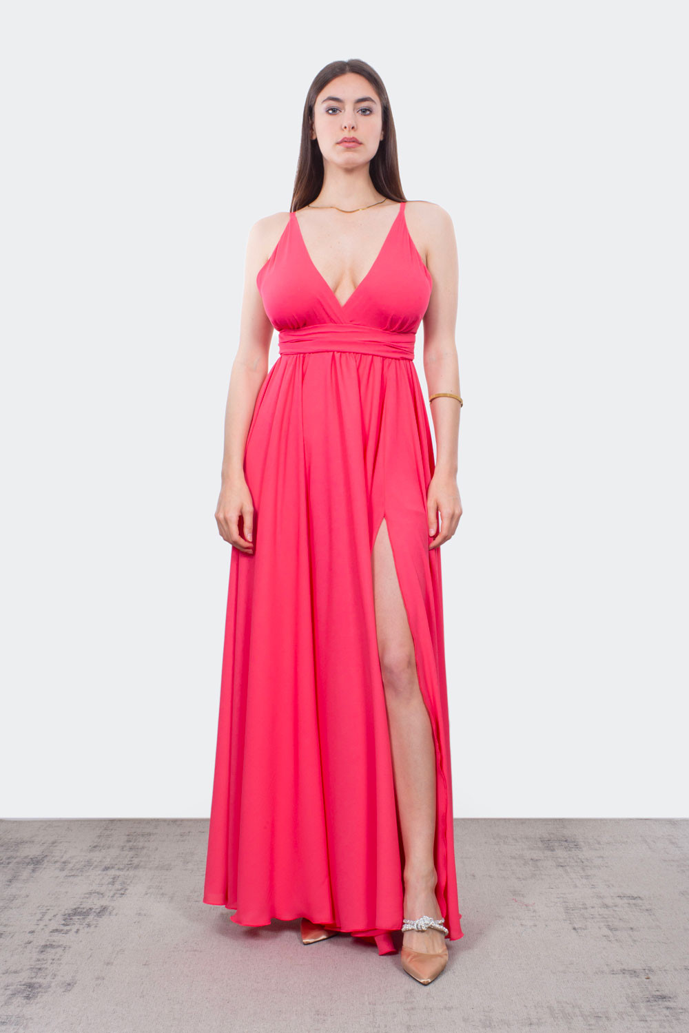 Vestito top corallo lungo